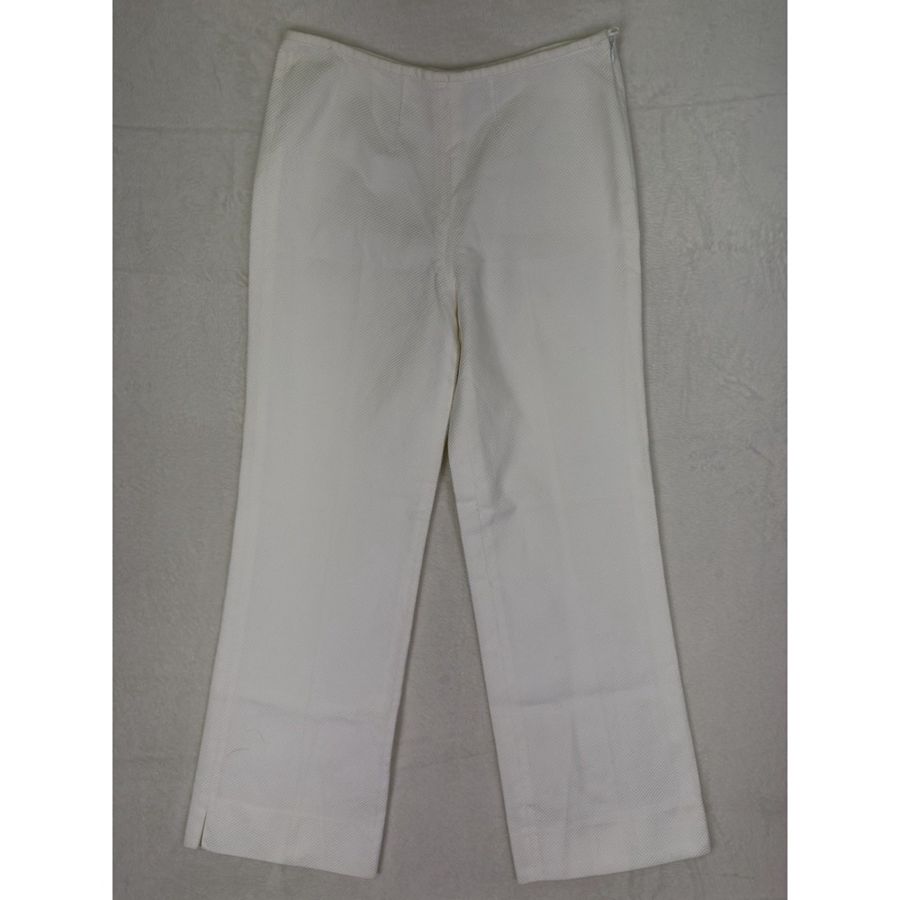 Escada Pants Womens EU(44) (30x30) White High Rise Wide Leg Trousers Side Zipper
